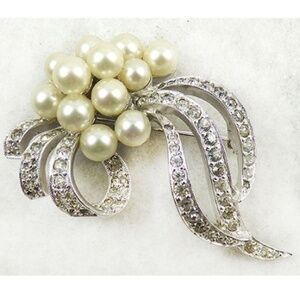 Jomaz Pearl Rhinestone Bouquet Brooch